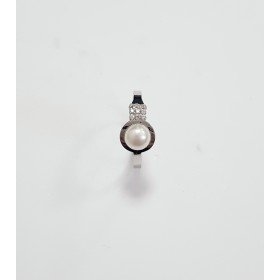 juego perla y piedra oro blanco