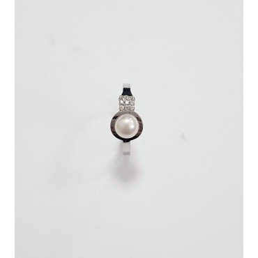 juego perla y piedra oro blanco