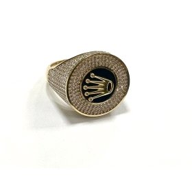 SELLO CABALLERO ORO AMARILLO PIEDRA CORONA                            