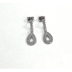 PENDIENTES ORO BLANCO PIEDRA CIRCONITA LAGRIMA                        