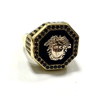 SELLO CABALLERO ORO BICOLOR PIEDRA VERSACE                            