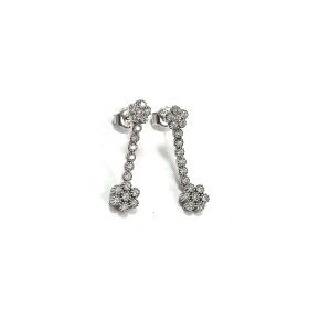 PENDIENTES ORO BLANCO PIEDRA FLOR                                     