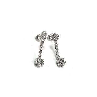 PENDIENTES ORO BLANCO PIEDRA FLOR                                     