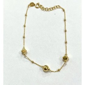 PULSERA SRA. ORO AMARILLO ROMBO Y BOLA                                