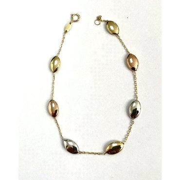 PULSERA SRA. ORO TRICOLOR CON MOTIVO                                  