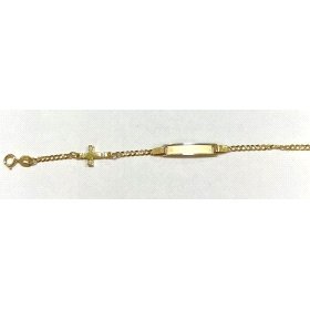 ESCLAVAS NIÑ@ ORO BICOLOR  CON CRUS PIEDRAS  14CM                     