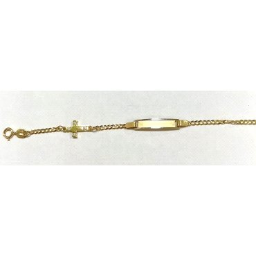 ESCLAVAS NIÑ@ ORO BICOLOR  CON CRUS PIEDRAS  14CM                     