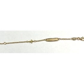 ESCLAVAS NIÑ@ ORO BICOLOR CON CRUZ CIRCONITA  14CM                    