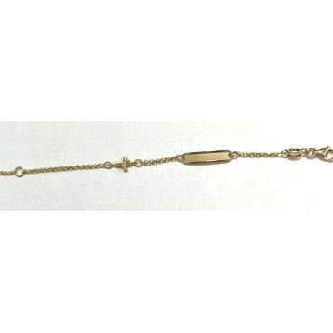 ESCLAVAS NIÑ@ ORO BICOLOR CON CRUZ CIRCONITA  14CM                    