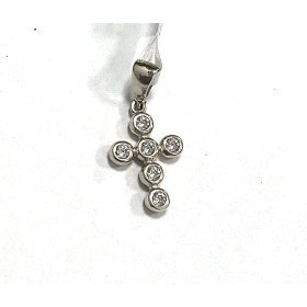 COLGANTE ORO BLANCO CRUZ CON PIEDRAS  1.5X1CM                         