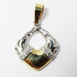 COLGANTE ORO BICOLOR PIEDRA
