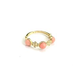 SORTIJA O.A CIRCONITAS  Y PIEDRA ROSA FUNDIDA                         