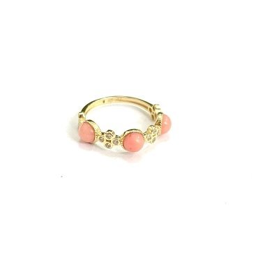 SORTIJA O.A CIRCONITAS  Y PIEDRA ROSA FUNDIDA                         