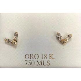 PENDIENTES NIÑA O.A GARRA  FORMA  DE V  Y PIEDRAS                     