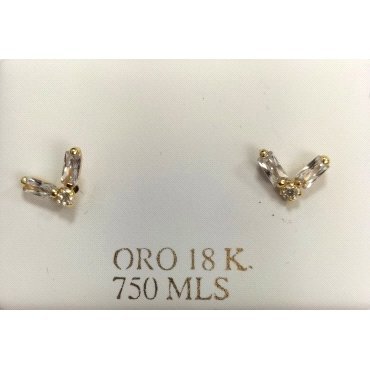 PENDIENTES NIÑA O.A GARRA  FORMA  DE V  Y PIEDRAS                     