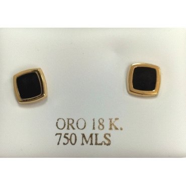 PENDIENTES O.A NIÑA CUADRADO ESMALTE NEGRO PRESION                    