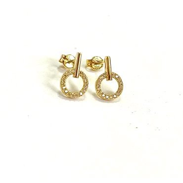 PENDIENTES ORO AMARILLO PIEDRA REDONDO                                