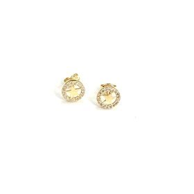 PENDIENTES ORO AMARILLO PIEDRA REDONDO ESTREWLLA                      