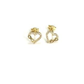 PENDIENTES ORO AMARILLO PIEDRA CORAZON INFINITO                       