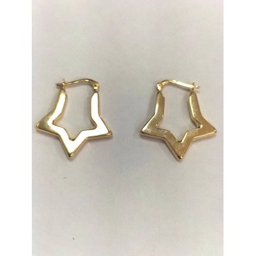 PENDIENTES ORO AMARILLO  CIERRE ITALIANO  ESTRELLA                    