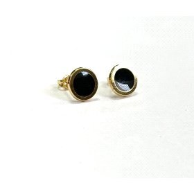PENDIENTES ORO AMARILLO ESMALTE NEGRO                                 