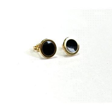 PENDIENTES ORO AMARILLO ESMALTE NEGRO                                 