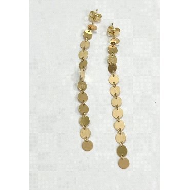 PENDIENTES ORO AMARILLO CADENA CIRCULOS                               