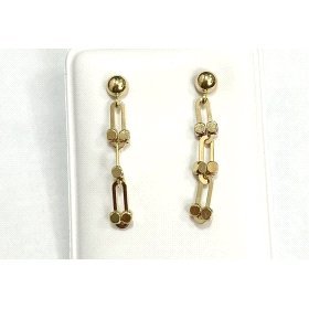 PENDIENTES ORO AMARILLO ESLABONES BOLAS                               