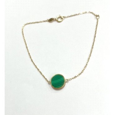 PULSERA SRA. ORO AMARILLO PIEDRA MALAQUITA                            