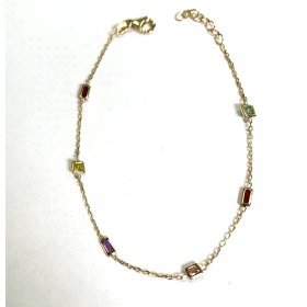PULSERA SRA. ORO AMARILLO PIEDRA COLORES                              