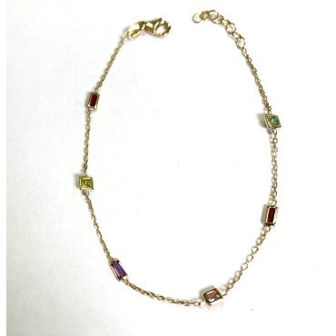 PULSERA SRA. ORO AMARILLO PIEDRA COLORES                              