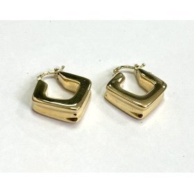 PENDIENTES ARO ORO AMARILLO LISA CUADRADO                             