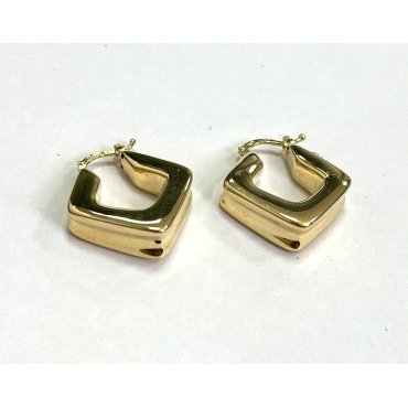 PENDIENTES ARO ORO AMARILLO LISA CUADRADO                             