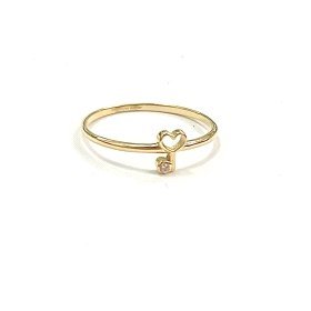 SORTIJA ORO AMARILLO PIEDRA LLAVE CORAZON                             