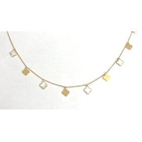 GARGANTILLA ORO AMARILLO PIEDRA NACAR TREBOL                          
