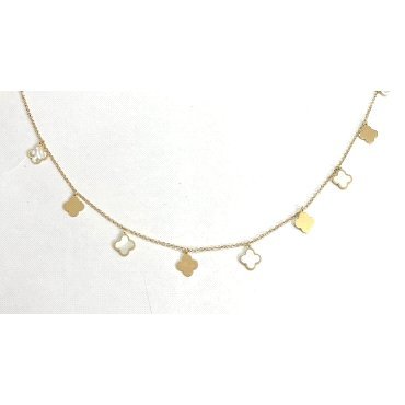 GARGANTILLA ORO AMARILLO PIEDRA NACAR TREBOL                          