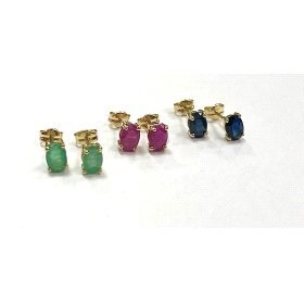 PENDIENTES ORO AMARILLO PIEDRA OVAL                                   