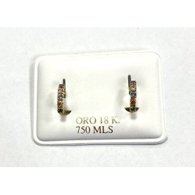 PENDIENTES ORO AMARILLO PIEDRA MULTICOLOR  CIERRE CATALAN             