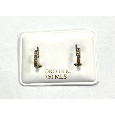 PENDIENTES ORO AMARILLO PIEDRA MULTICOLOR  CIERRE CATALAN             