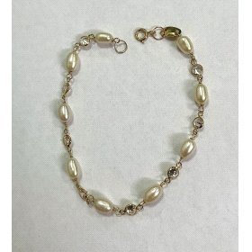 PULSERAS NIÑA ORO AMARILLO PERLA COMUNION                             