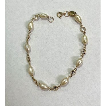 PULSERAS NIÑA ORO AMARILLO PERLA COMUNION                             
