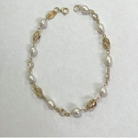 PULSERAS NIÑA ORO AMARILLO PERLA COMUNION                             