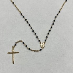 ROSARIO ORO AMARILLO PIEDRA CRUZ Y VIRGEN MILAGROSA                   