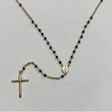 ROSARIO ORO AMARILLO PIEDRA CRUZ Y VIRGEN MILAGROSA                   