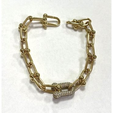 PULSERA SRA. ORO BICOLOR ITALIANO PIEDRA                              
