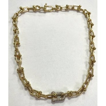 GARGANTILLA ORO BICOLOR ITALIANO PIEDRA                               