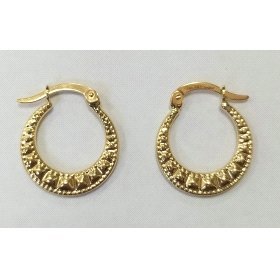 PENDIENTES ARO ORO AMARILLO GRABADA                                   