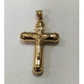 CRUZ ORO AMARILLO CON CRISTO TUBO 25MMX18MM                           