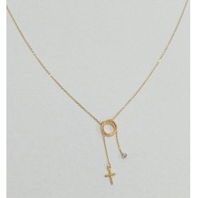GARGANTILLA ORO AMARILLO PIEDRA CUZ Y BOLA                            