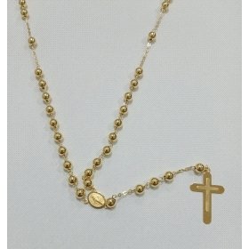 ROSARIO ORO AMARILLO  CON CRUZ Y BOLAS DE 6M/M                        